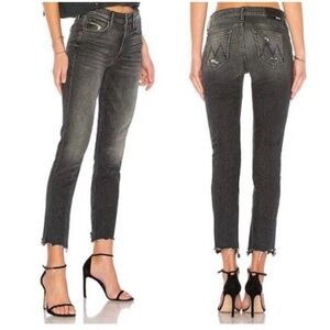 MOTHER the flirt chew of cats and kings distressed straight leg jeans